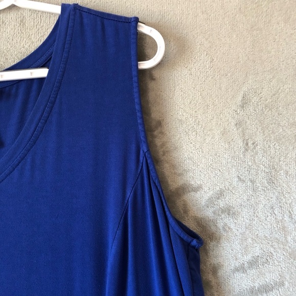 Catherines Women Maxi Dress size 1XWP Sleeveless V-Neck Blue Jersey knit Summer - Picture 7 of 16